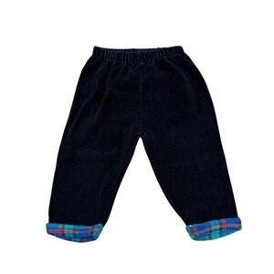 Vintage Baby Toddler Black Corduroy Pants with Flannel Cuffs Size 12-18 Months